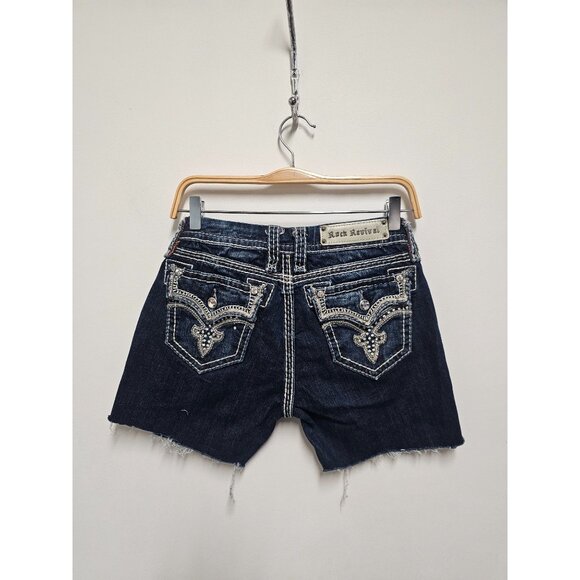 Rock Revival Jean Shorts Darcie Cut off/ Raw Size 28 - Picture 4 of 8